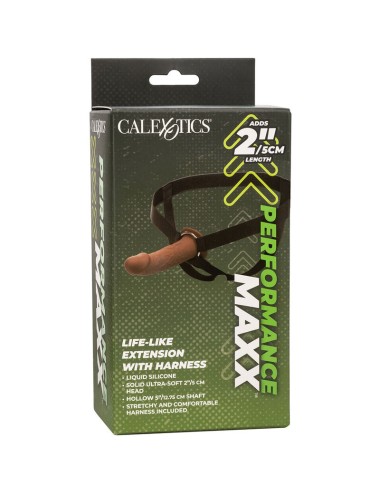 CALIFORNIA EXOTICS - EXTENSION PERFORMANCE MAXX RÉALISTE AVEC HARNAIS PEAU MARRON