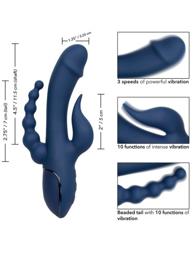 CALIFORNIA EXOTICS - VIBRATEUR TRIPLE ORGASME BLEU