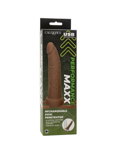 CALIFORNIA EXOTICS - PERFORMANCE MAXX RECHARGEABLE DOUBLE PÉNÉTRATEUR PEAU BRUN