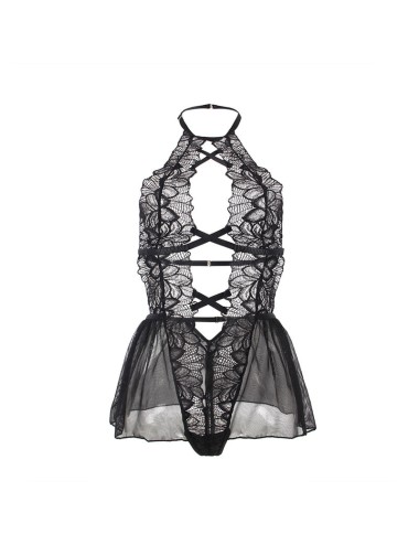 SUBBLIME - TEDDY HALTER NECK DOS NU DENTELLE NOIR L/XL