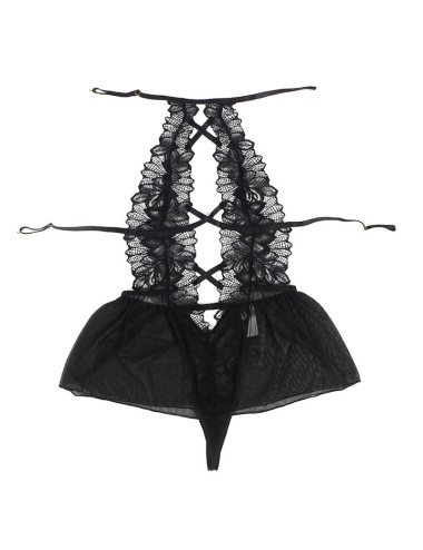 SUBBLIME - TEDDY HALTER NECK DOS NU DENTELLE NOIR L/XL