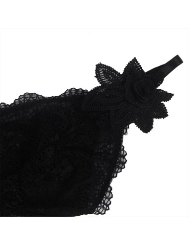 SUBBLIME - TISSU TULLE BABYDOLL AVEC DENTELLE ET DÉTAIL FLEUR NOIR S/M