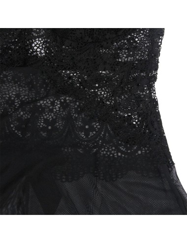 SUBBLIME - TISSU TULLE BABYDOLL AVEC DENTELLE ET DÉTAIL FLEUR NOIR S/M