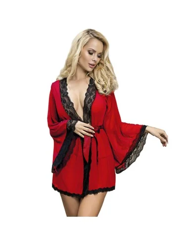 SUBBLIME - ROBE EN TISSU TRANSPARENT DÉTAIL DENTELLE ROUGE S/M