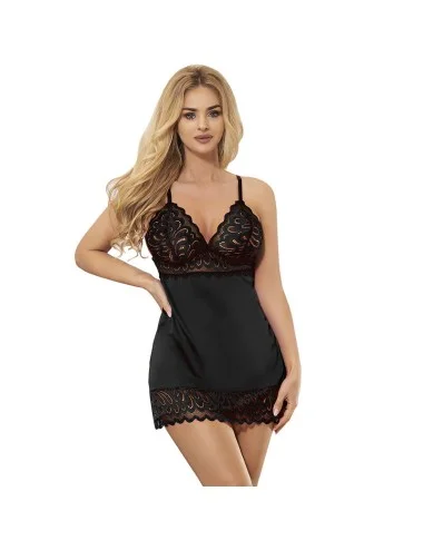 SUBBLIME - BABYDOLL AVEC POITRINE IMPRIMÉ FLEURI NOIR S/M