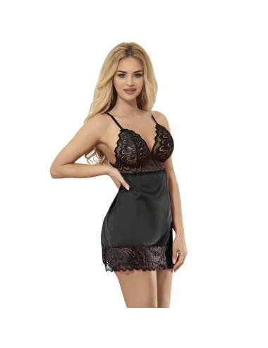 SUBBLIME - BABYDOLL AVEC POITRINE IMPRIMÉ FLEURI NOIR S/M