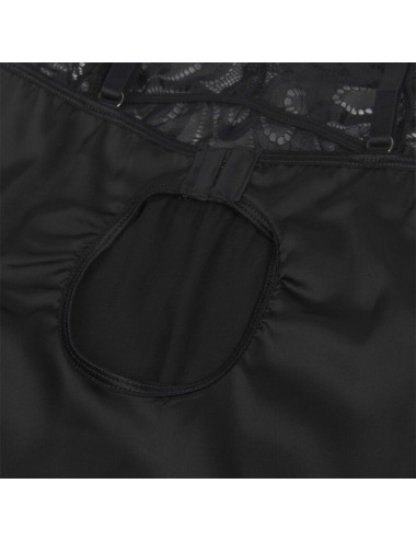 SUBBLIME - BABYDOLL AVEC POITRINE IMPRIMÉ FLEURI NOIR L/XL