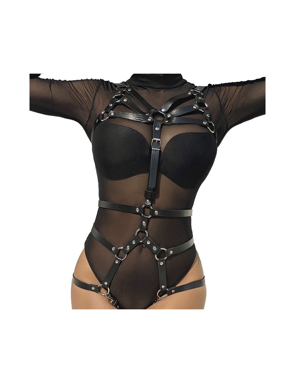 SUBBLIME - HARNAIS CORPS SANGLES AJUSTABLES CUIR NOIR TAILLE UNIQUE