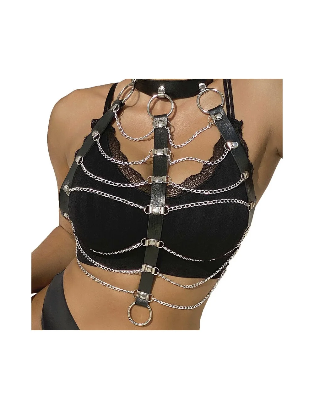SUBBLIME - HARNAIS POITRINE CHAÎNE S EN CUIR NOIR TAILLE UNIQUE SUBBLIME - HARNAIS POITRINE CHAÎNE S EN CUIR NOIR TAILLE UNIQUE