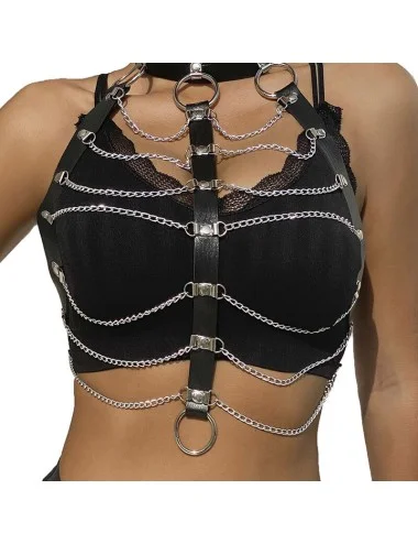 SUBBLIME - HARNAIS POITRINE CHAÎNE S EN CUIR NOIR TAILLE UNIQUE