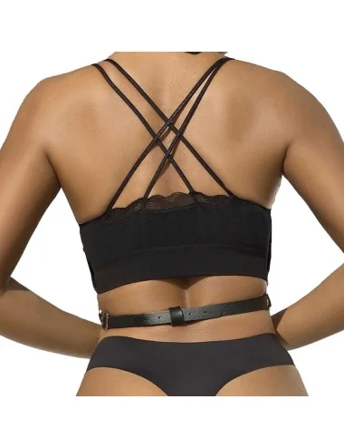 SUBBLIME - HARNAIS POITRINE CHAÎNE S EN CUIR NOIR TAILLE UNIQUE