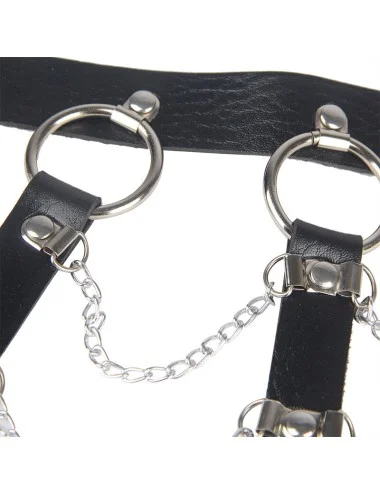 SUBBLIME - HARNAIS POITRINE CHAÎNE S EN CUIR NOIR TAILLE UNIQUE