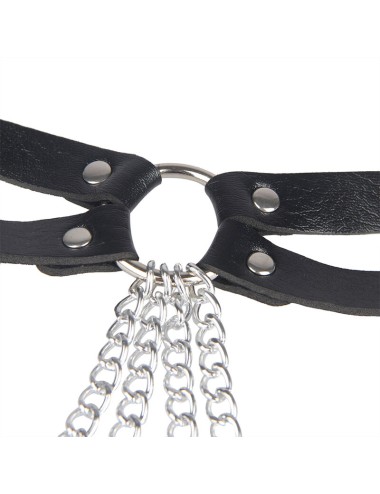 SUBBLIME - CHAINE BAGUE CUIR CEINTURE NOIR TAILLE UNIQUE