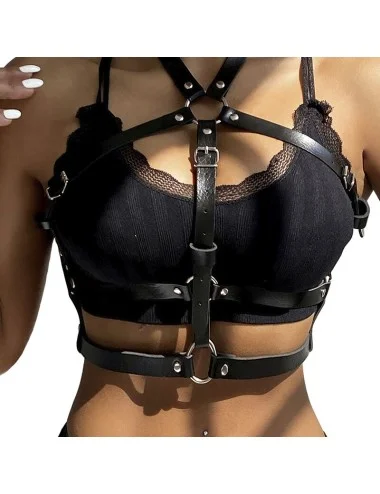 SUBBLIME - HARNAIS POITRINE ANNEAU CUIR NOIR TAILLE UNIQUE