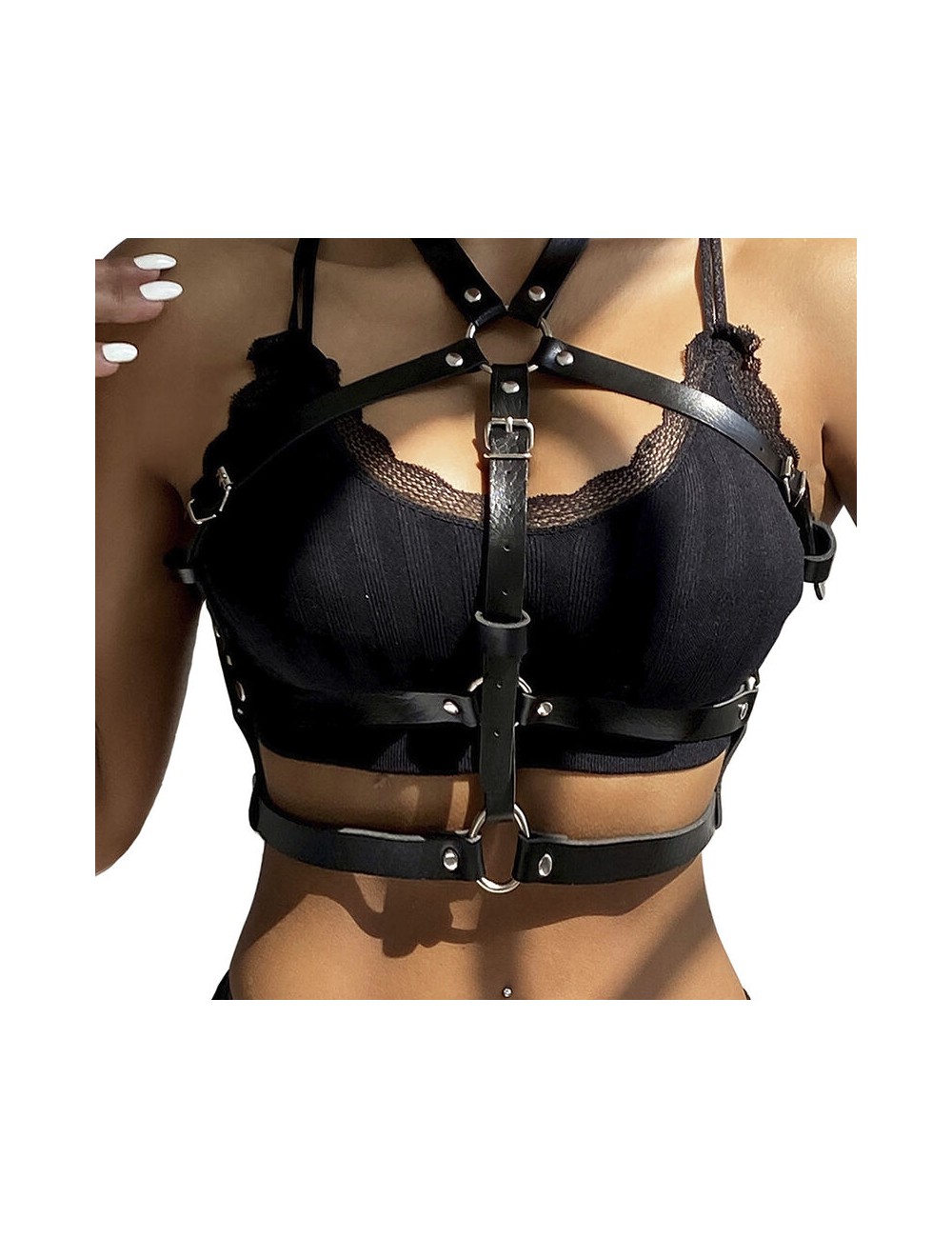SUBBLIME - HARNAIS POITRINE ANNEAU CUIR NOIR TAILLE UNIQUE SUBBLIME - HARNAIS POITRINE ANNEAU CUIR NOIR TAILLE UNIQUE