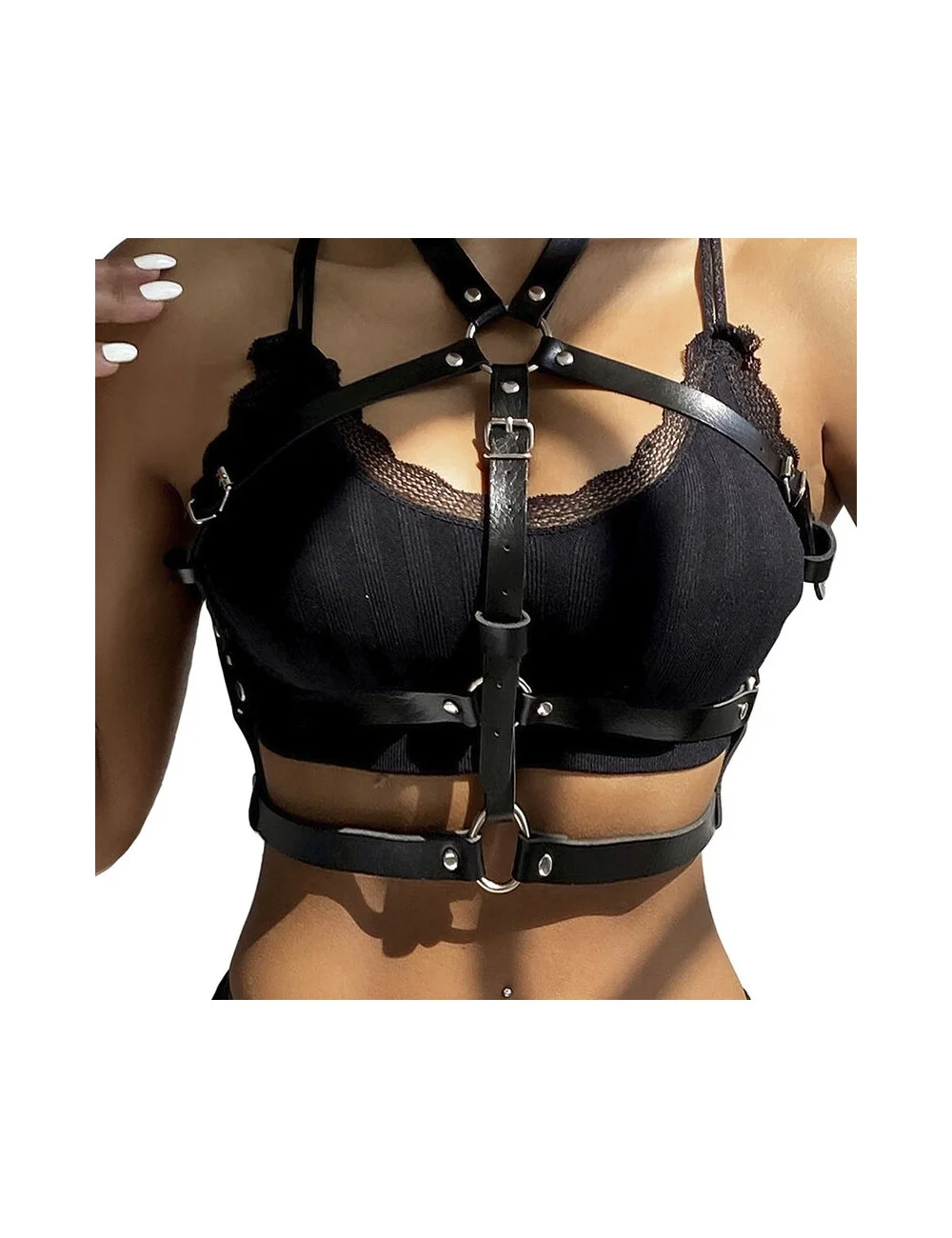 SUBBLIME - HARNAIS POITRINE ANNEAU CUIR NOIR TAILLE UNIQUE SUBBLIME - HARNAIS POITRINE ANNEAU CUIR NOIR TAILLE UNIQUE