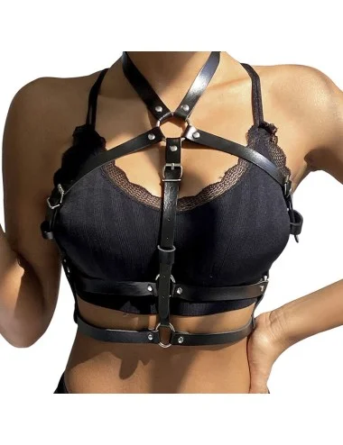 SUBBLIME - HARNAIS POITRINE ANNEAU CUIR NOIR TAILLE UNIQUE