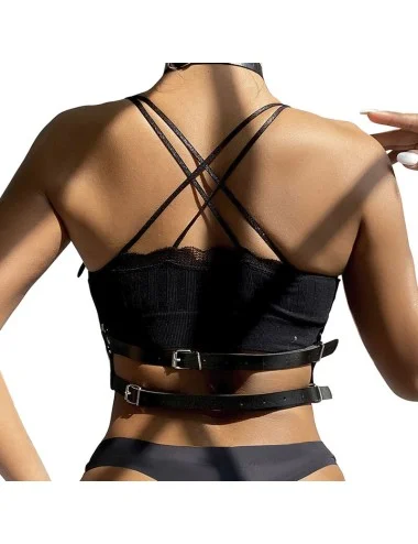 SUBBLIME - HARNAIS POITRINE ANNEAU CUIR NOIR TAILLE UNIQUE