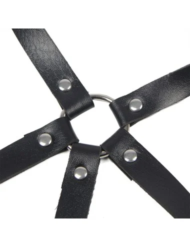 SUBBLIME - HARNAIS POITRINE ANNEAU CUIR NOIR TAILLE UNIQUE