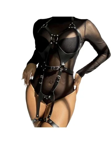 SUBBLIME - HARNAIS COMPLET AVEC BOUCLES EN CUIR NOIR TAILLE UNIQUE