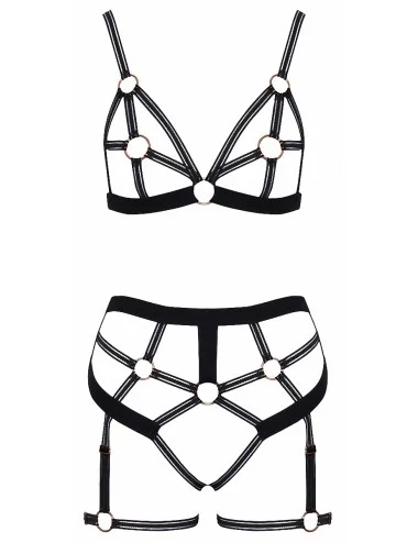 Set lingerie BDSM harnais noir - Cotelli Lingerie