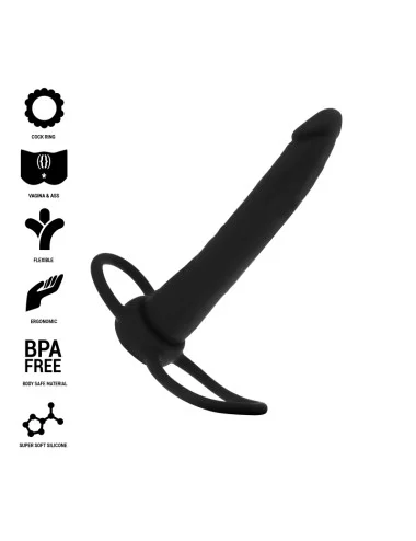 MYTHOLOGY - GODE ANAL COBI ONYX AVEC ANNEAU DE BITE ET TESTICULE 13 CM EN SILICONE