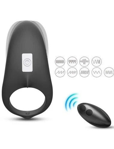 ARMONY - ANNEAU VIBRATEUR SHARK POUR COUPLES TÉLÉCOMMANDE NOIR