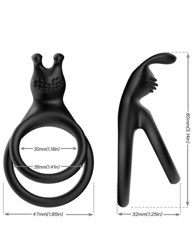 ARMONY - BAGUE DOUBLE LAPIN TENSY NOIR