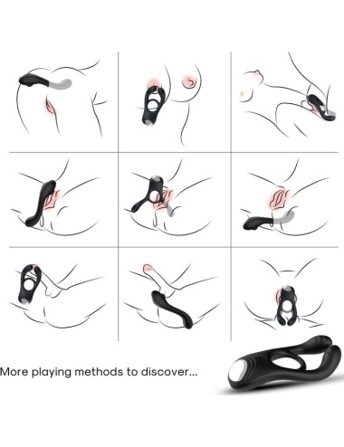 ARMONY - VEYRON DOUBLE VIBRATEUR ANNEAU JOUET POUR COUPLES TÉLÉCOMMANDE NOIR