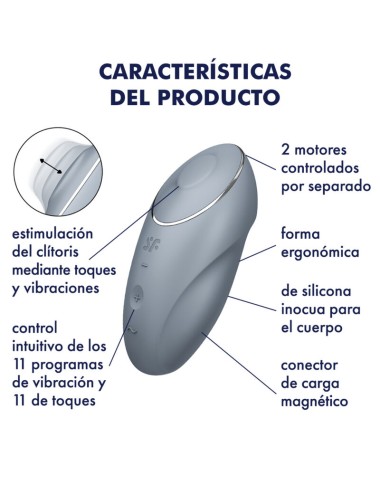 SATISFYER - TAP & CLIMAX 1 VIBRATEUR LAY-ON GRIS