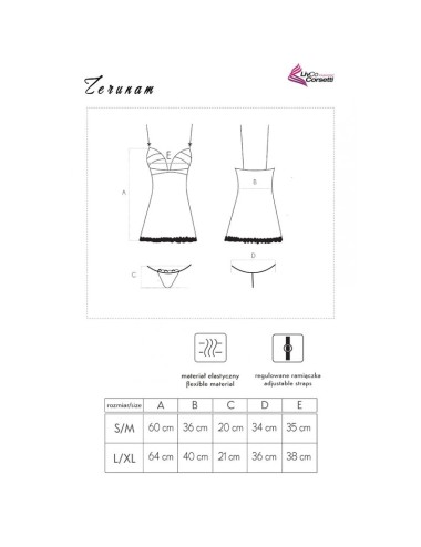 LIVCO CORSETTI FASHION - ENSEMBLE ZERUNAM BABYDOLL + STRING NOIR