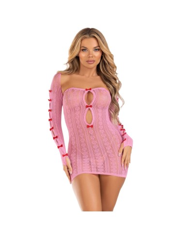 LEG AVENUE - ROBE COEUR & NOEUDS ROSE TAILLE UNIQUE