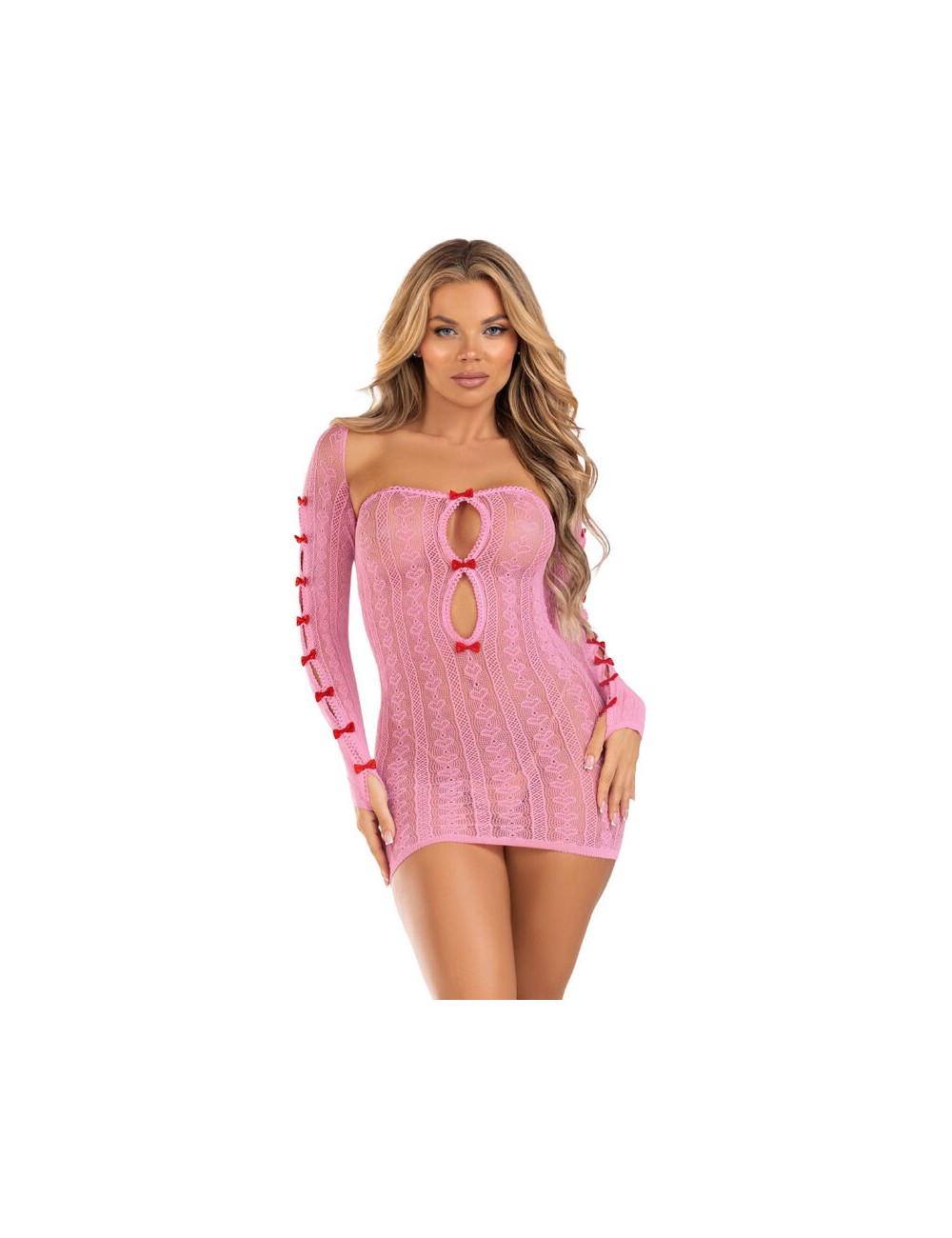 LEG AVENUE - ROBE COEUR & NOEUDS ROSE TAILLE UNIQUE LEG AVENUE - ROBE COEUR & NOEUDS ROSE TAILLE UNIQUE