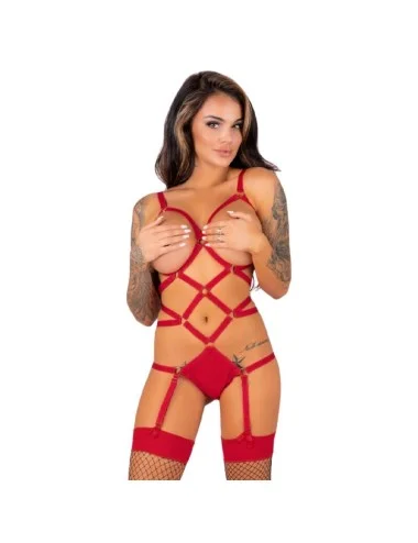 LIVCO CORSETTI FASHION - THIARA LC 20213 ENSEMBLE CORPS + BAS ROUGE L/XL