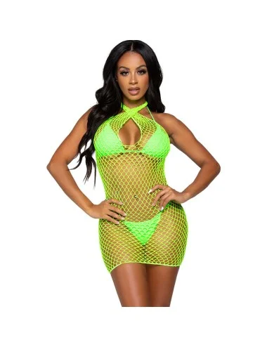 LEG AVENUE - ROBE CROISÉE EN FILET VERT TAILLE UNIQUE