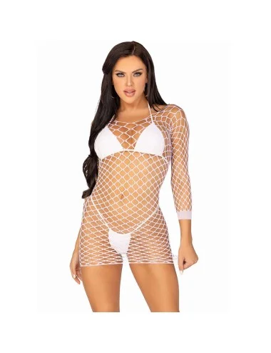 LEG AVENUE - ROBE EN FILET À MANCHES LONGUES BLANC TAILLE UNIQUE