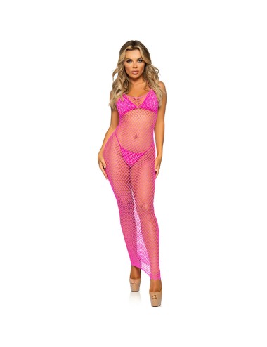 LEG AVENUE - ROBE LONGUE FILET FUCHSIA TAILLE UNIQUE