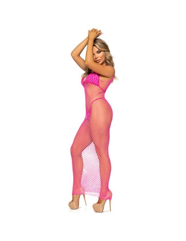 LEG AVENUE - ROBE LONGUE FILET FUCHSIA TAILLE UNIQUE