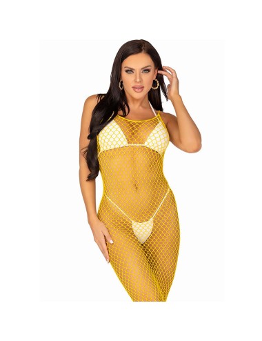 LEG AVENUE - ROBE LONGUE FILET JAUNE TAILLE UNIQUE
