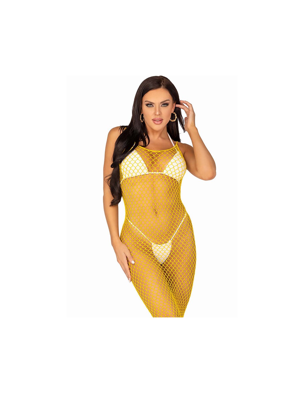 LEG AVENUE - ROBE LONGUE FILET JAUNE TAILLE UNIQUE LEG AVENUE - ROBE LONGUE FILET JAUNE TAILLE UNIQUE