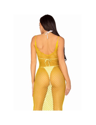 LEG AVENUE - ROBE LONGUE FILET JAUNE TAILLE UNIQUE