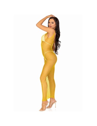 LEG AVENUE - ROBE LONGUE FILET JAUNE TAILLE UNIQUE