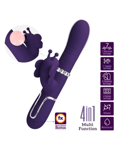 PRETTY LOVE - VIBRATEUR MULTIFONCTION LAPIN 4 EN 1 PAPILLON VIOLET