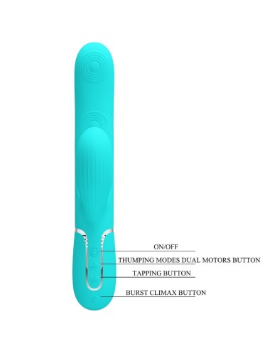 PRETTY LOVE - PERLITA VIBRATEUR MULTIFONCTION 3 EN 1 POINT G VERT AQUA