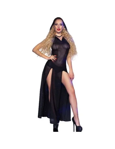 CHILIROSE - CR 4685 ROBE LONGUE À CAPUCHE NOIR S