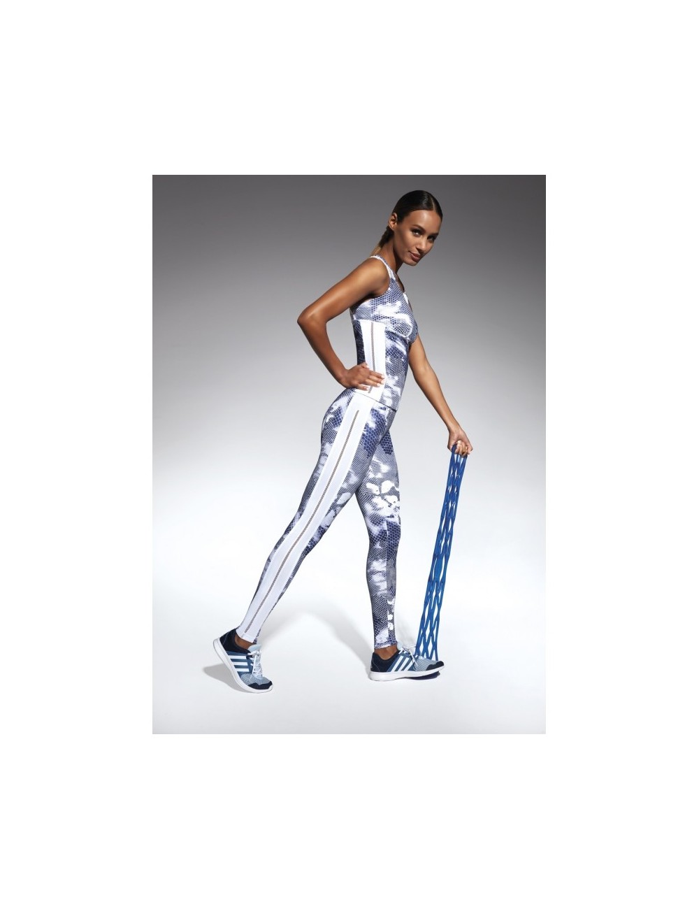 Code legging sport bleu et blanc