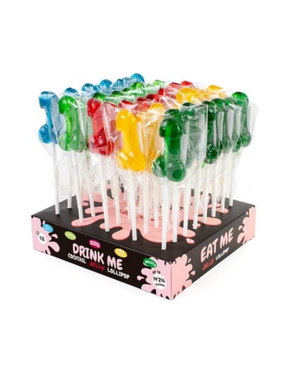 SECRETPLAY - AFFICHAGE ASSORTIMENT DE SUCETTES PÉNIS AVEC ALCOOL 40 UNITÉS