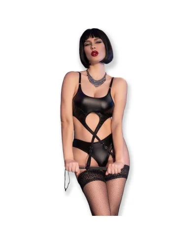 CHILIROSE - CR 4625 ENSEMBLE QUATRE PIÈCES SANS CROTCHLESS NOIR S