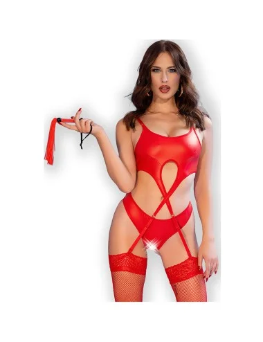 CHILIROSE - CR 4625 ENSEMBLE QUATRE PIÈCES SANS CROTCHLESS ROUGE L