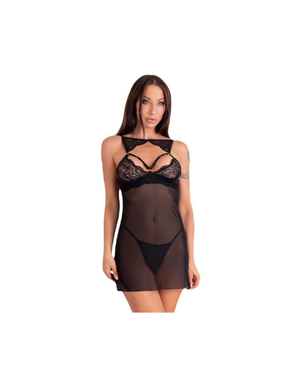 LIVCO CORSETTI FASHION - KROLINA LC 90734 CHEMISE + STRING NOIR L/XL LIVCO CORSETTI FASHION - KROLINA LC 90734 CHEMISE + STRING NOIR L/XL